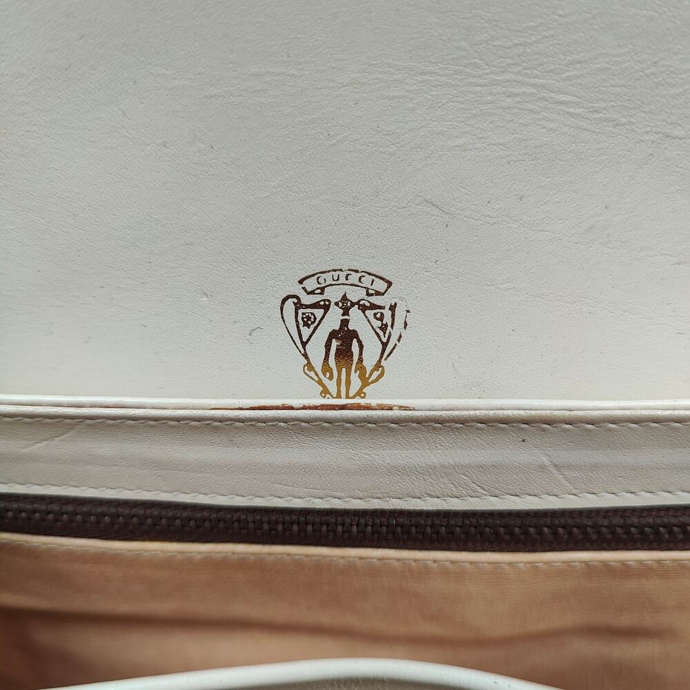 Vintage Gucci Leather Crossbody Bag Small Purse‎ Off-White Cream 80s REPAIRED - Picture 10 of 14
